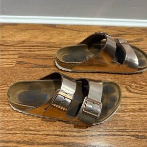 Birkenstock Bronze Slide Sandals